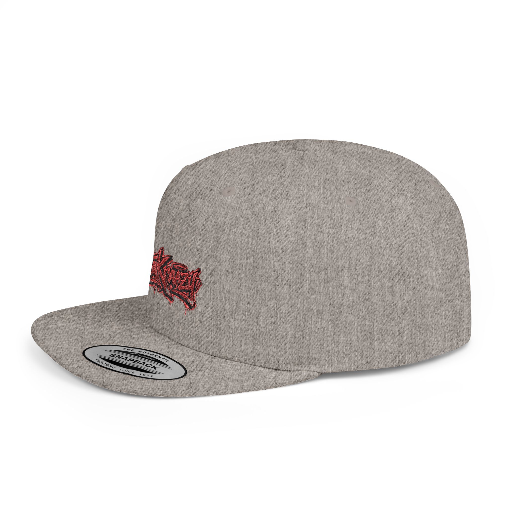 Snapback Hat — Red Graffiti Logo Flat Bill Cap