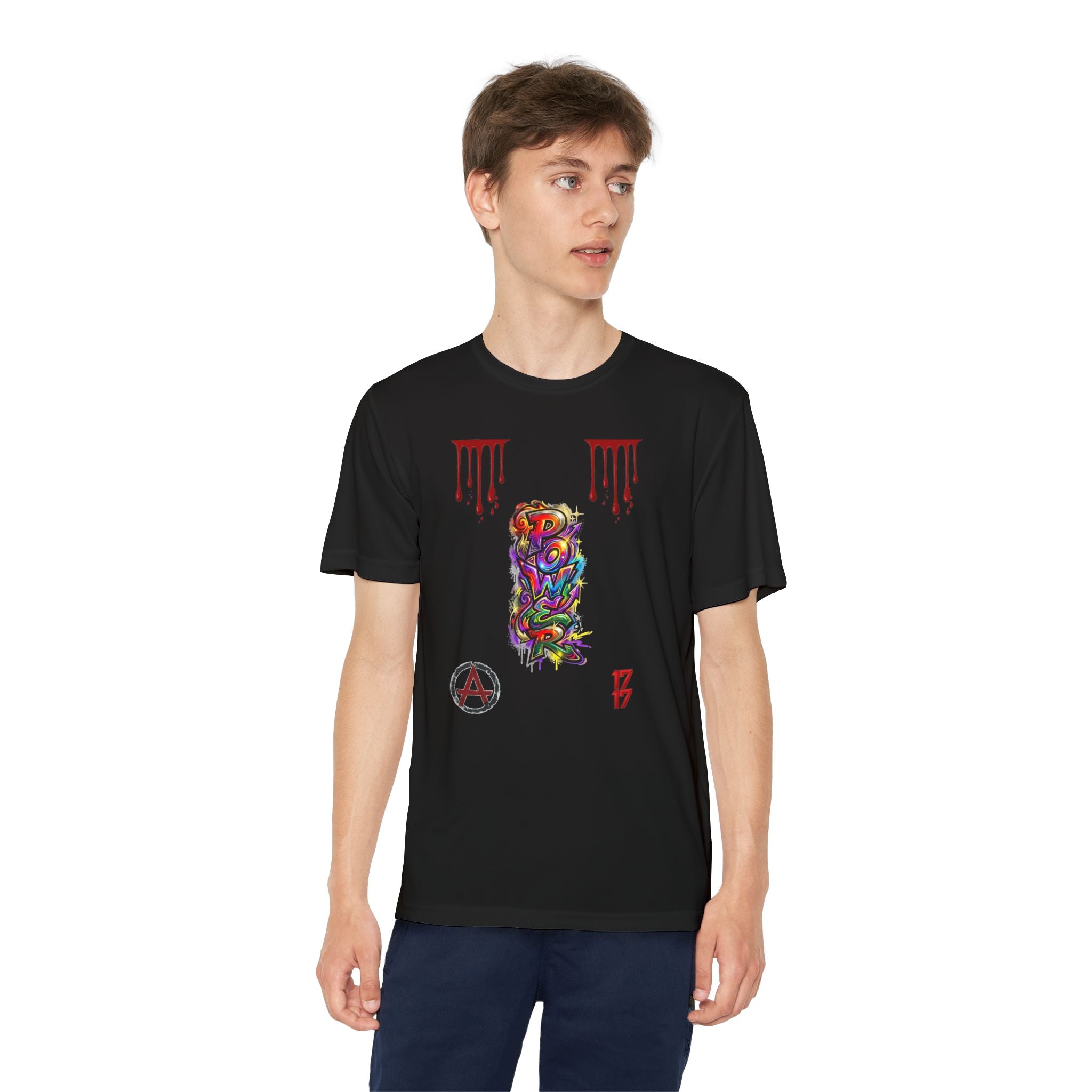 Youth Competitor Tee — Colorful Graffiti Anarchy Graphic T-Shirt
