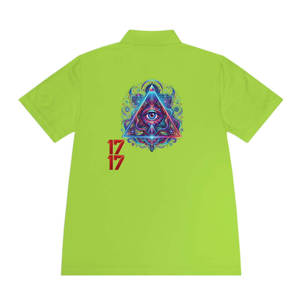 Men's Polo Shirt — Mystic All-Seeing Eye Triangle Design with 17/17 Accent