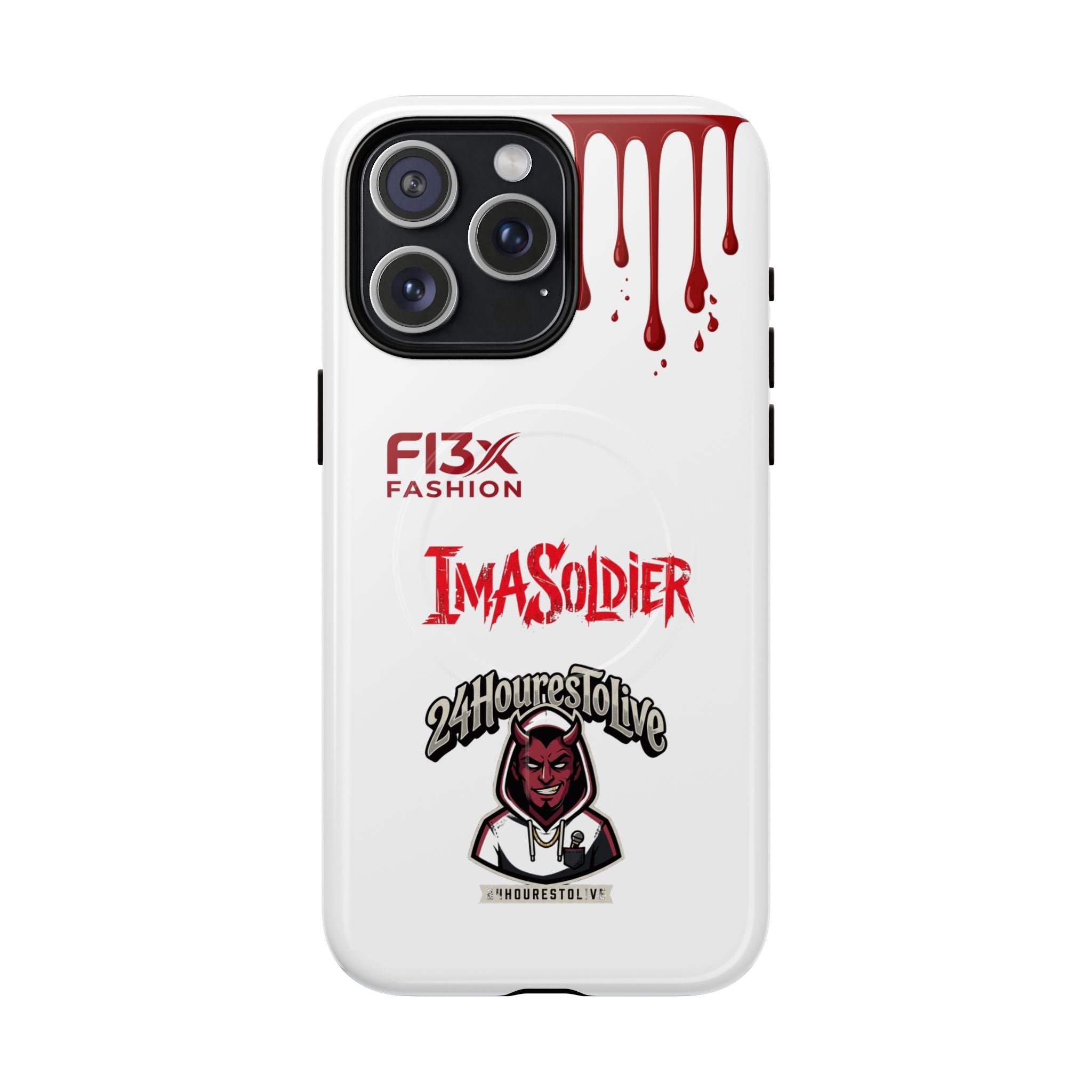 Tough Magnetic Phone Case — 'ImASoldier' Blood Drip Gaming Design