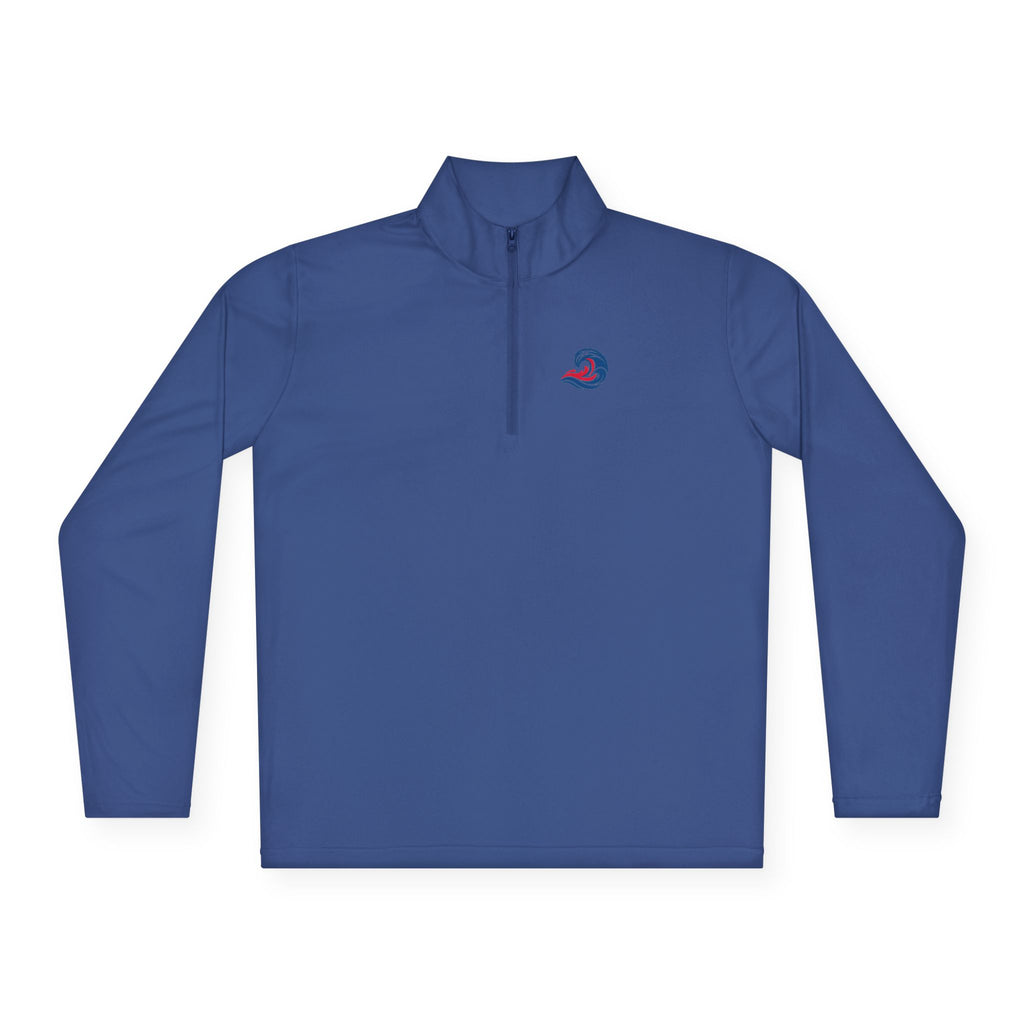 Quarter-Zip Pullover — Coastal Wave Logo Pullover with Back Graphic