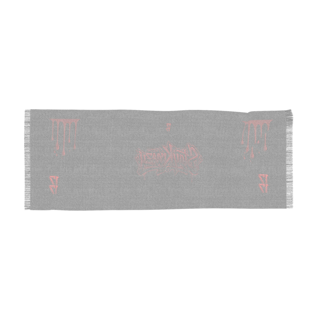 Gothic Drip Knit Scarf — '17' Band Logo Red on Black