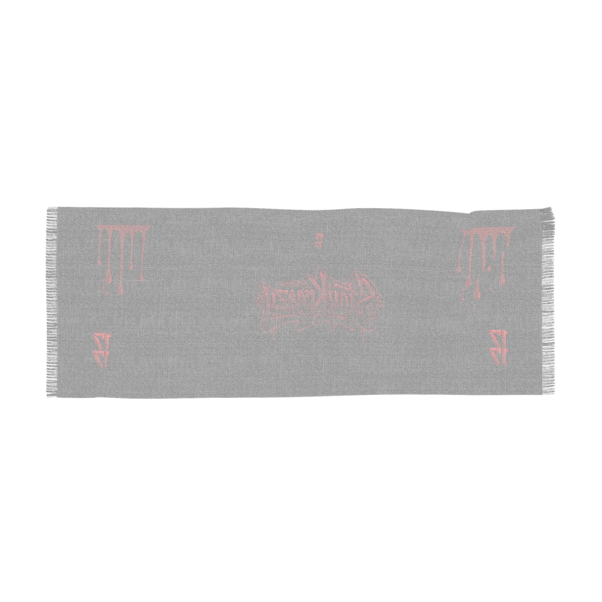 Gothic Drip Knit Scarf — '17' Band Logo Red on Black