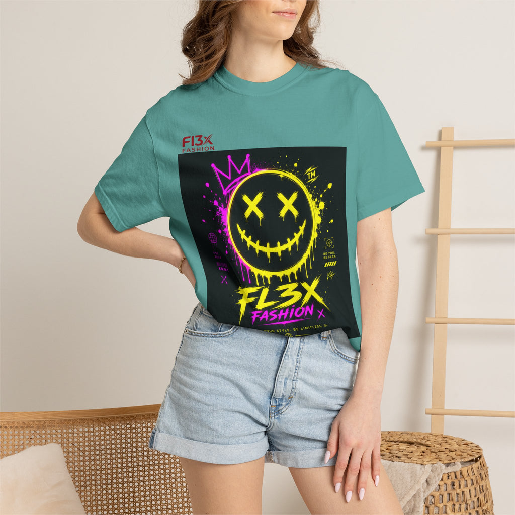Graphic Tee — Neon Graffiti Smiley "FL3X Fashion"