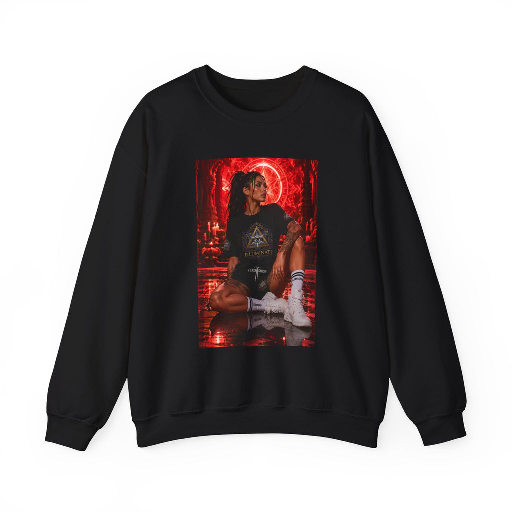 Crewneck Sweatshirt — Gothic Red Neon Angel Photo Print
