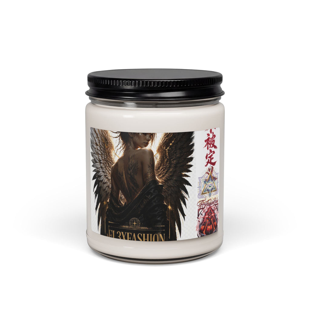 Angel Wings Soy Candle – 9oz Scented Jar (Dark Gothic Design)