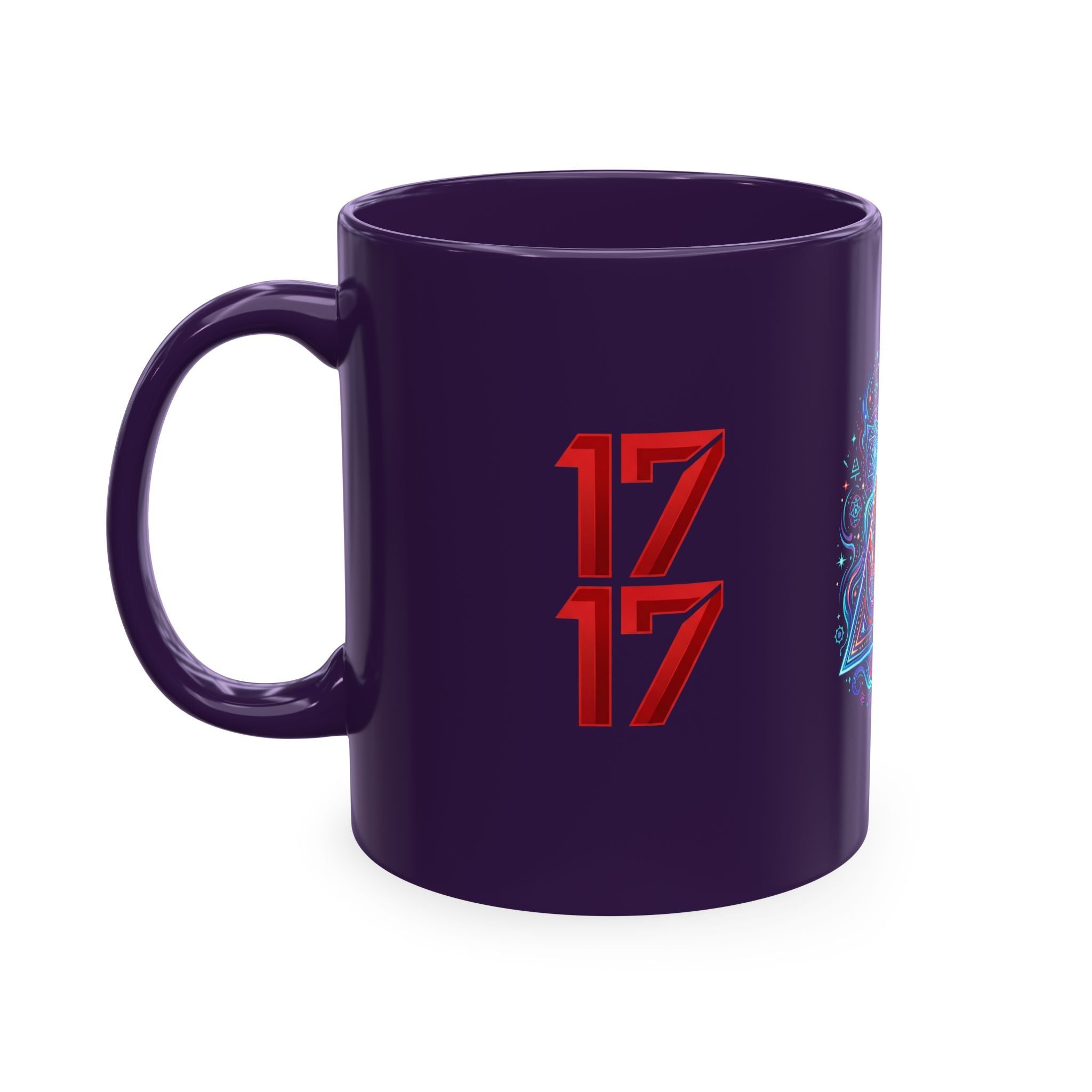 Ceramic Mug — Mystic Third Eye Pyramid Design with 7/17 Red Numerals