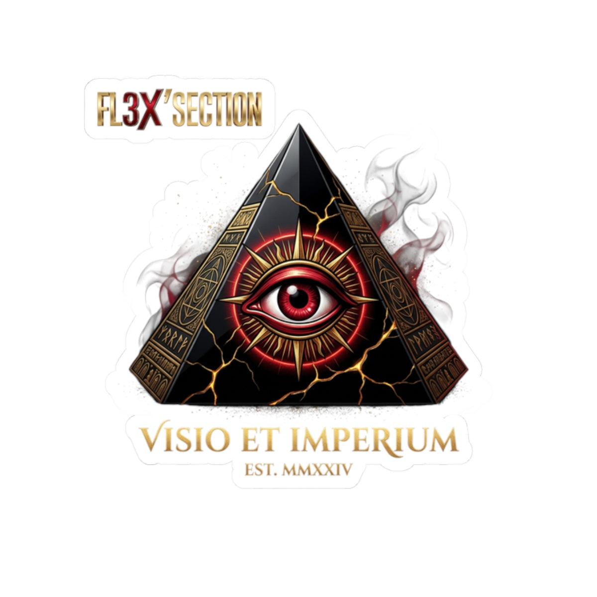 All-Seeing Pyramid Kiss-Cut Sticker — "Visio et Imperium" Eye Design