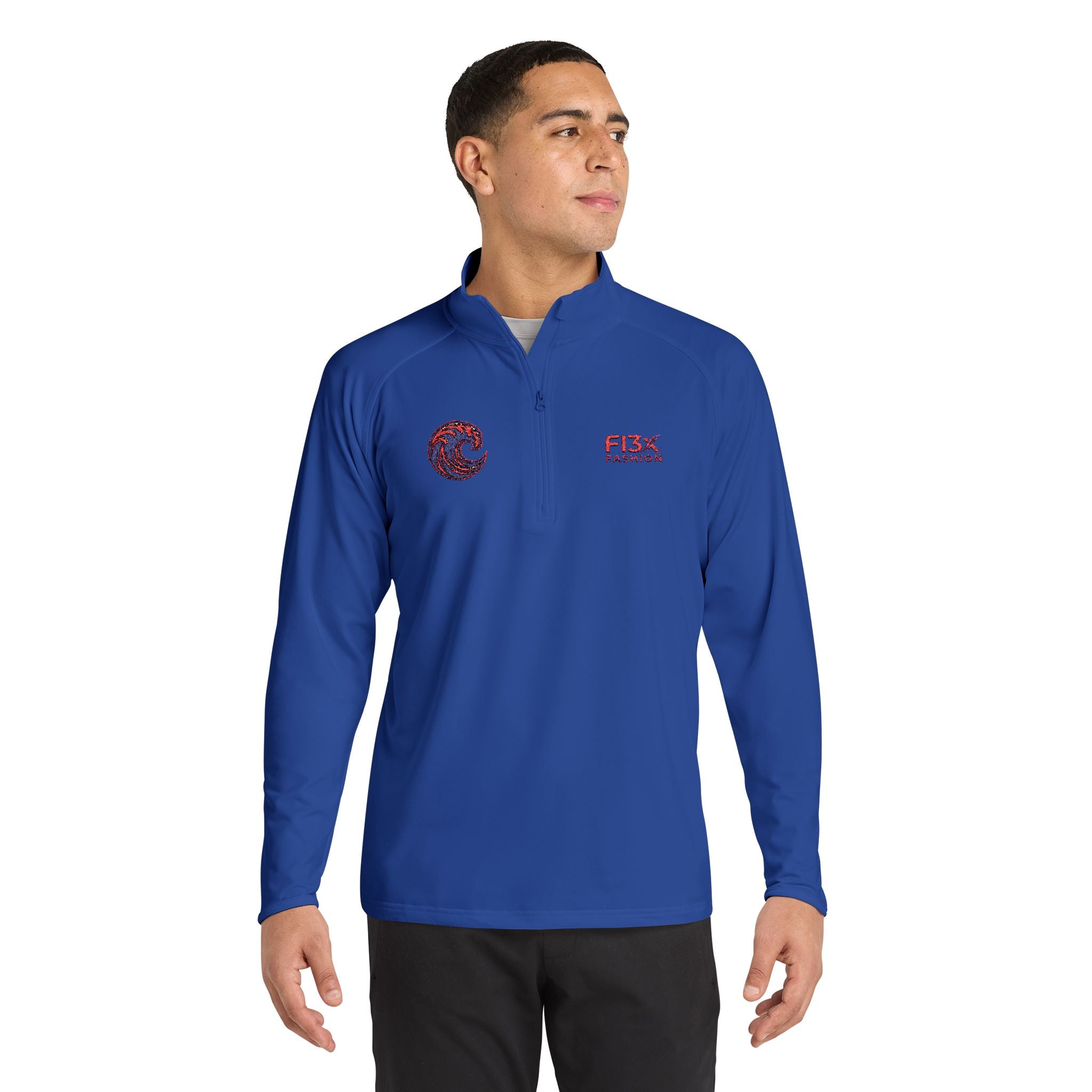 Embroidered Men's Quarter-Zip Pullover — FISX Racing Logo
