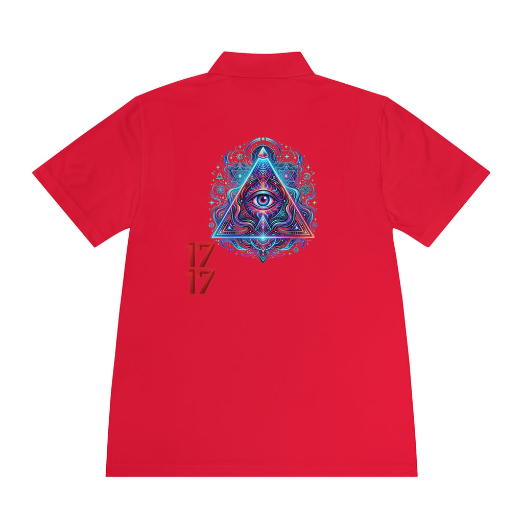 Men's Polo Shirt — Mystic All-Seeing Eye Triangle Design with 17/17 Accent