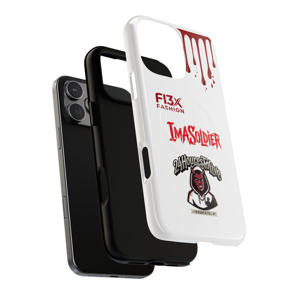 Tough Magnetic Phone Case — 'ImASoldier' Blood Drip Gaming Design