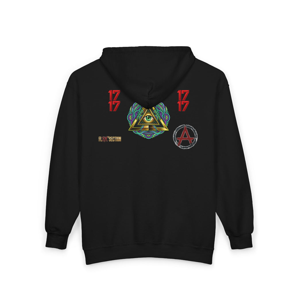 All-Seeing Eye Zip Hoodie — Psychedelic Geometric Graphic Sweatshirt