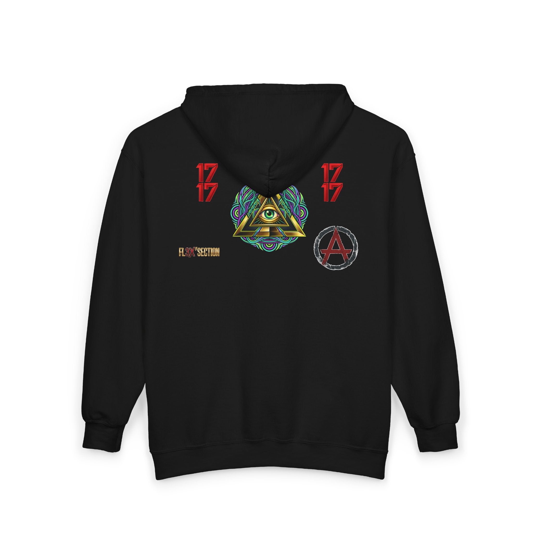 All-Seeing Eye Zip Hoodie — Psychedelic Geometric Graphic Sweatshirt
