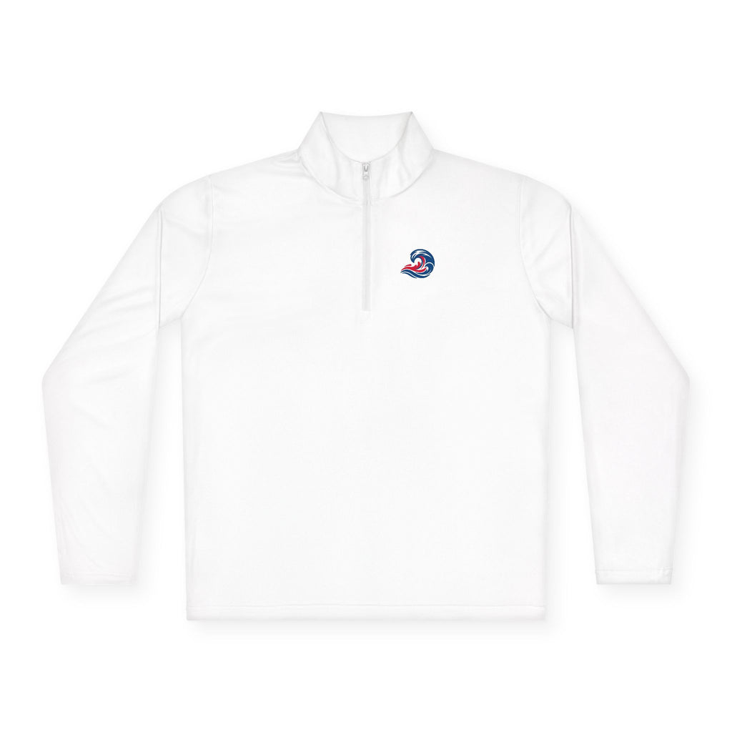 Quarter-Zip Pullover — Coastal Wave Logo Pullover with Back Graphic