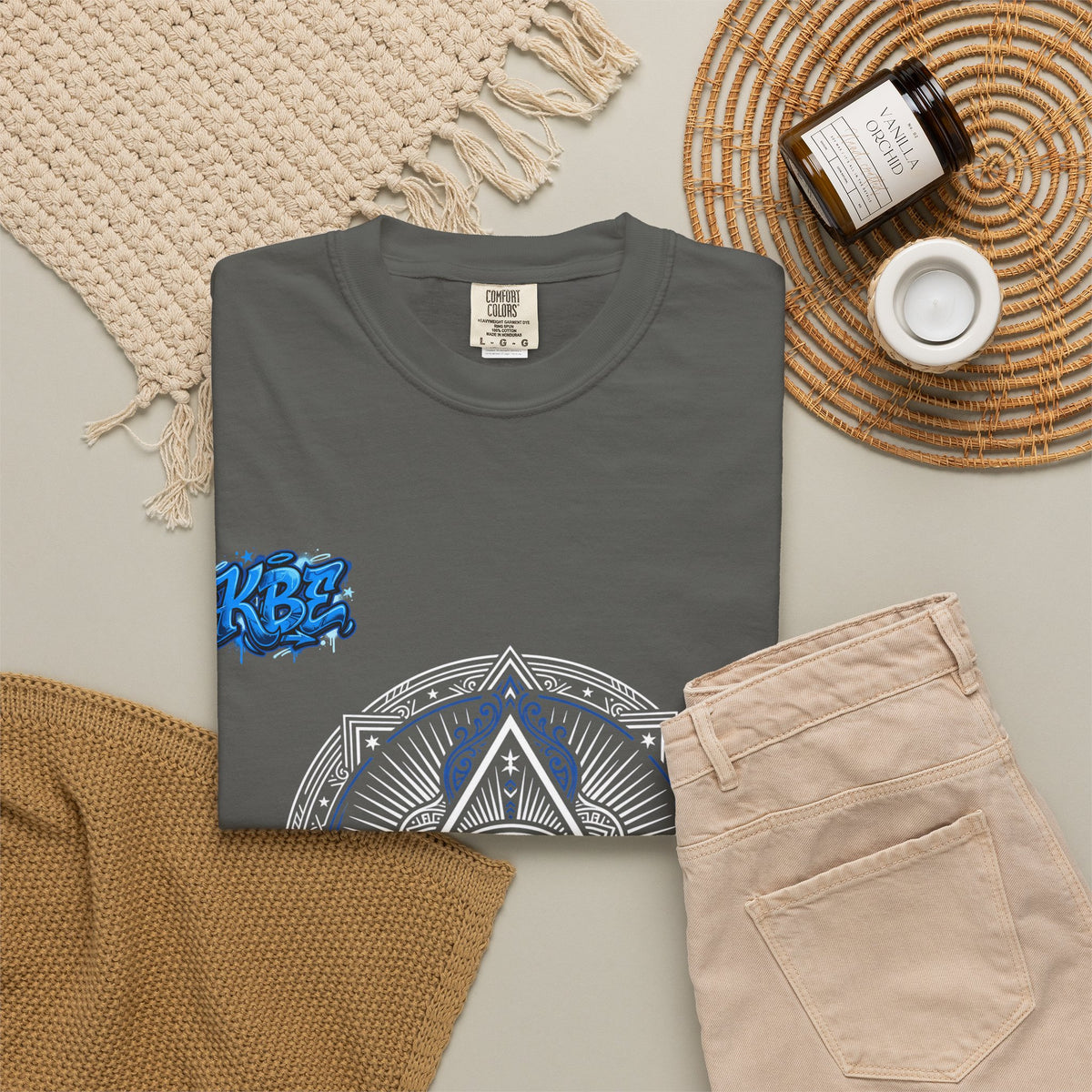 T-Shirt — Blue Geometric Mandala Bandana Graphic