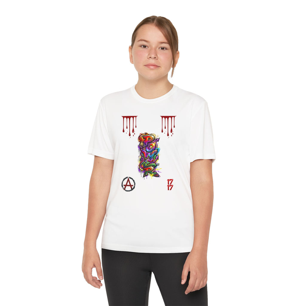 Youth Competitor Tee — Colorful Graffiti Anarchy Graphic T-Shirt