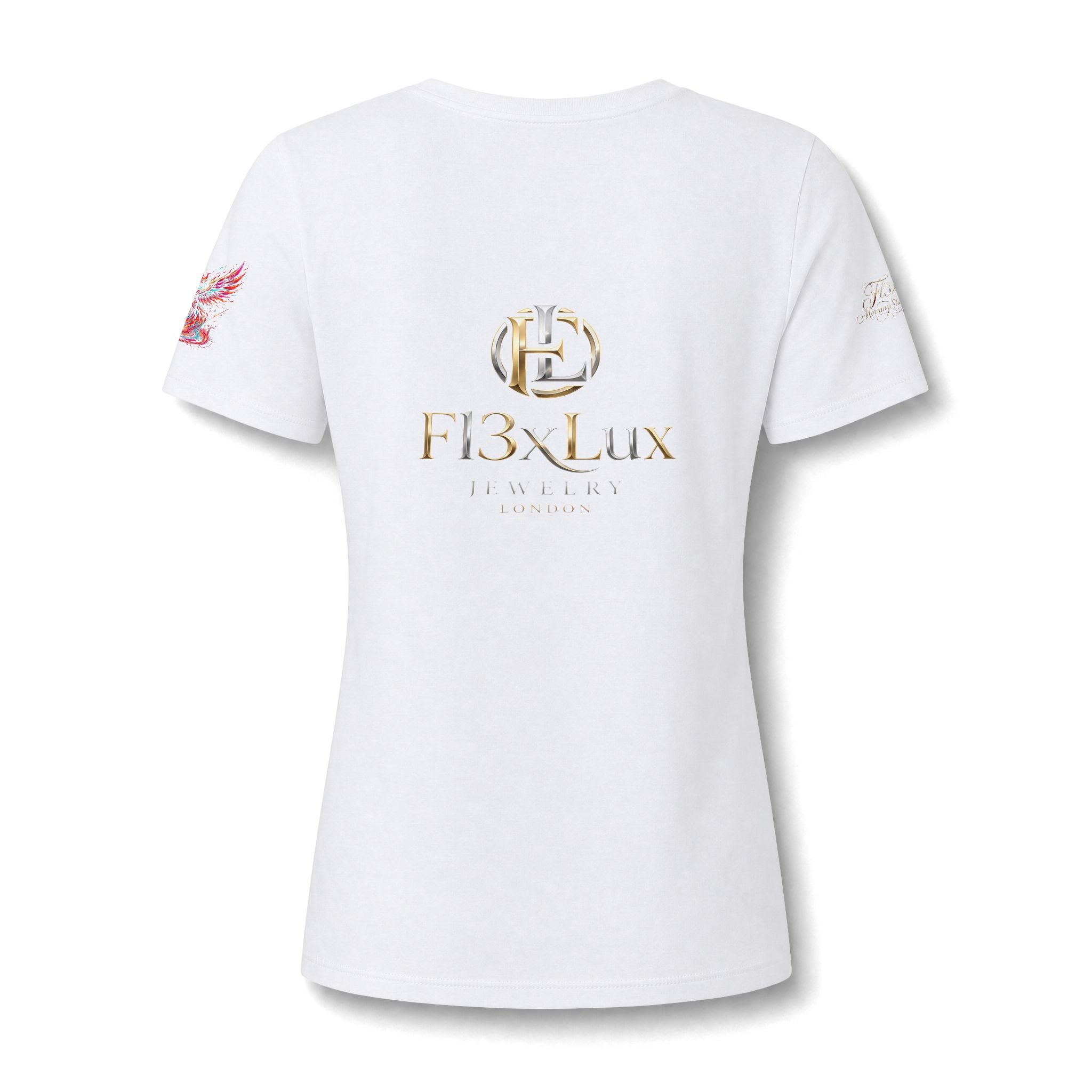 Women's V-Neck Tee — 'F13x Fashion' Floral Logo & Devil Graphic