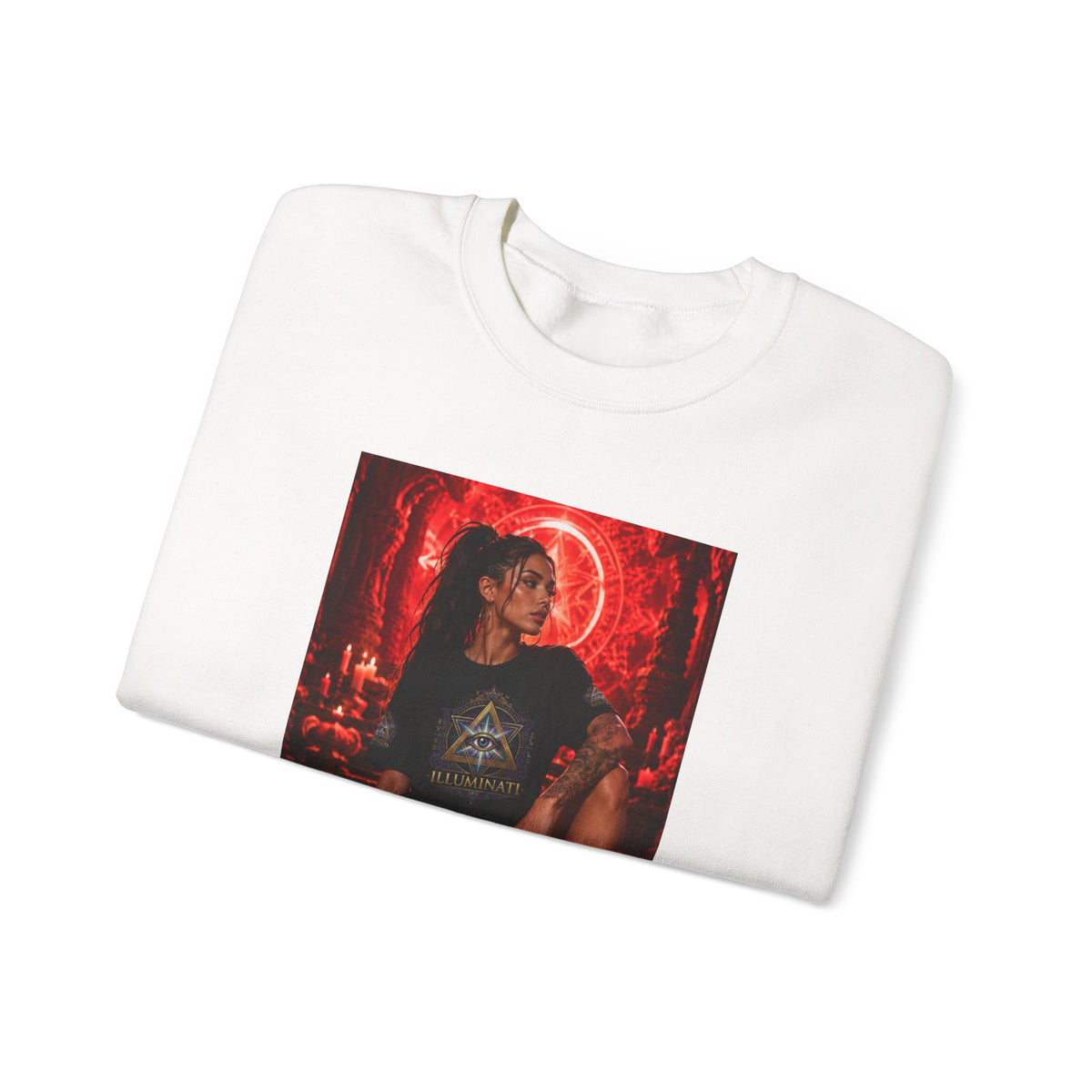 Crewneck Sweatshirt — Gothic Red Neon Angel Photo Print