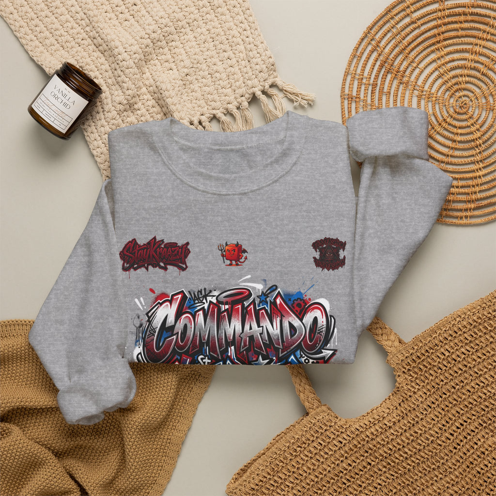 Commando Soldier Graffiti Crewneck Sweatshirt — Military Streetwear Graphic Sweatshirt