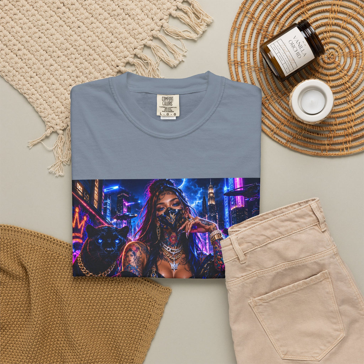 Cyberpunk Streetwear T-Shirt — "Fl3x Fashion Omertà" Graphic