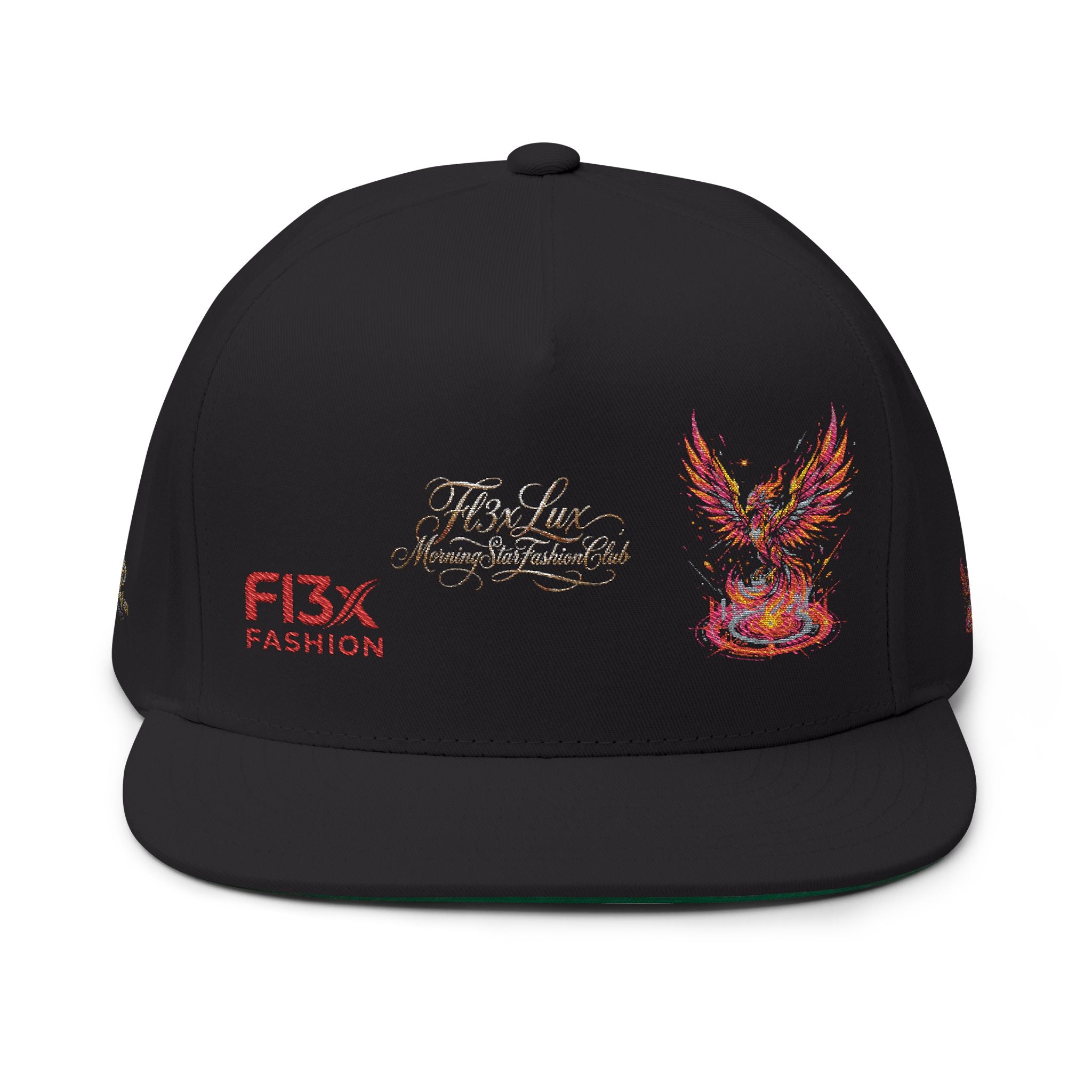 Embroidered Phoenix Flat Bill Cap — F13X Fashion Streetwear Snapback