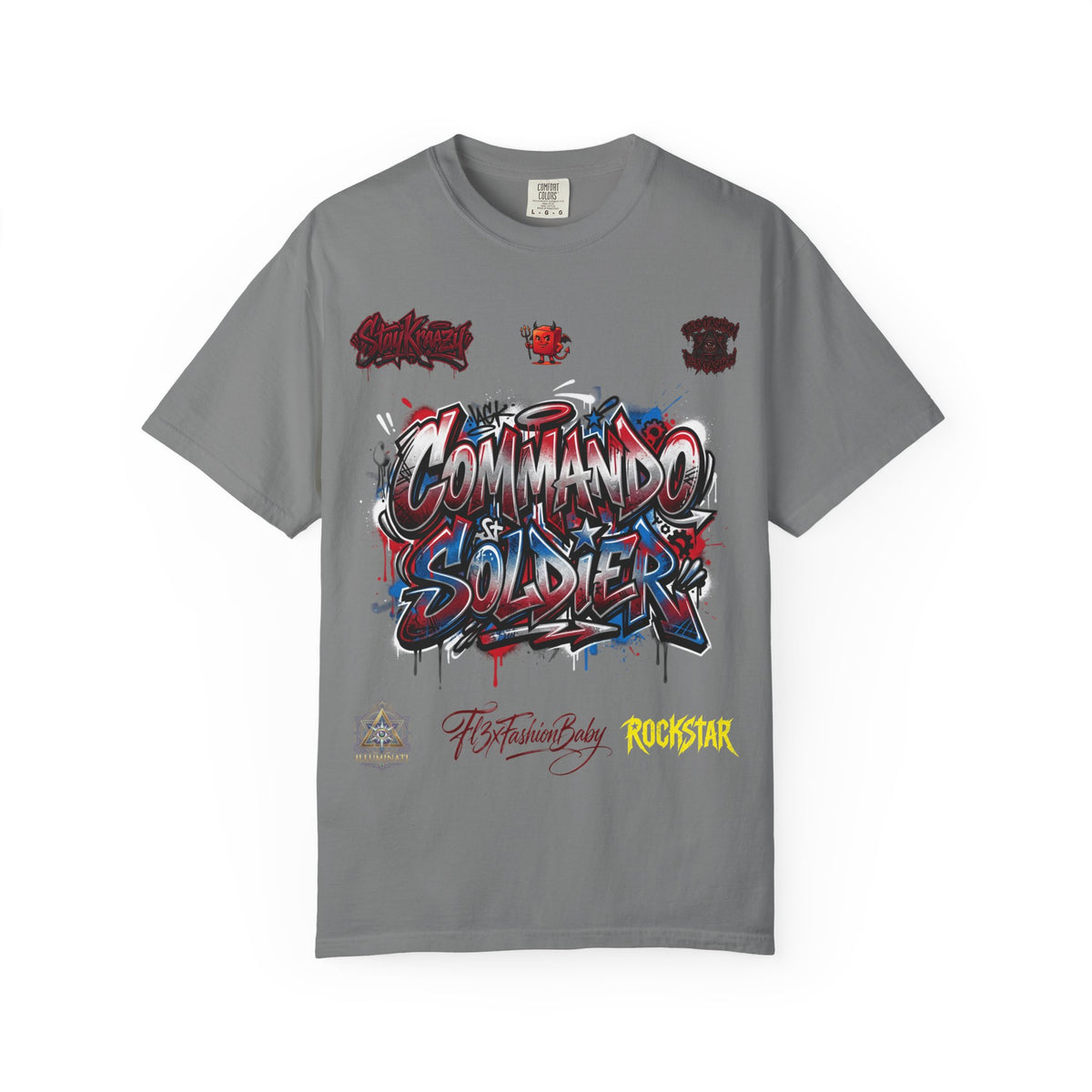 Commando Soldier Graphic T-Shirt — Streetwear Graffiti Design