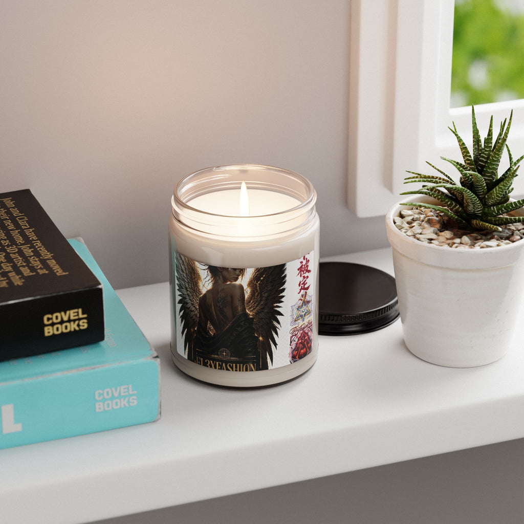 Angel Wings Soy Candle – 9oz Scented Jar (Dark Gothic Design)