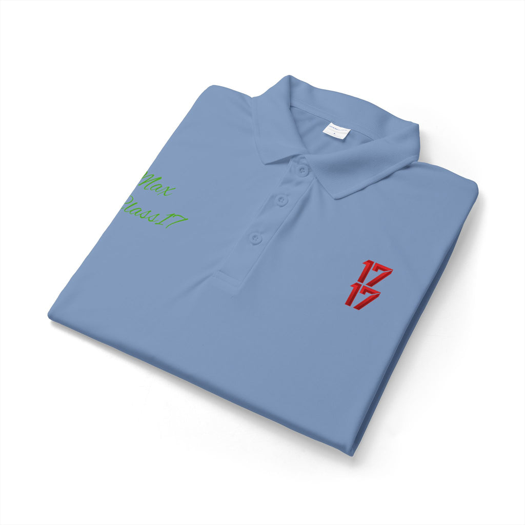 Embroidered 17/17 Polo Shirt with 'Max Crew!!' Accent