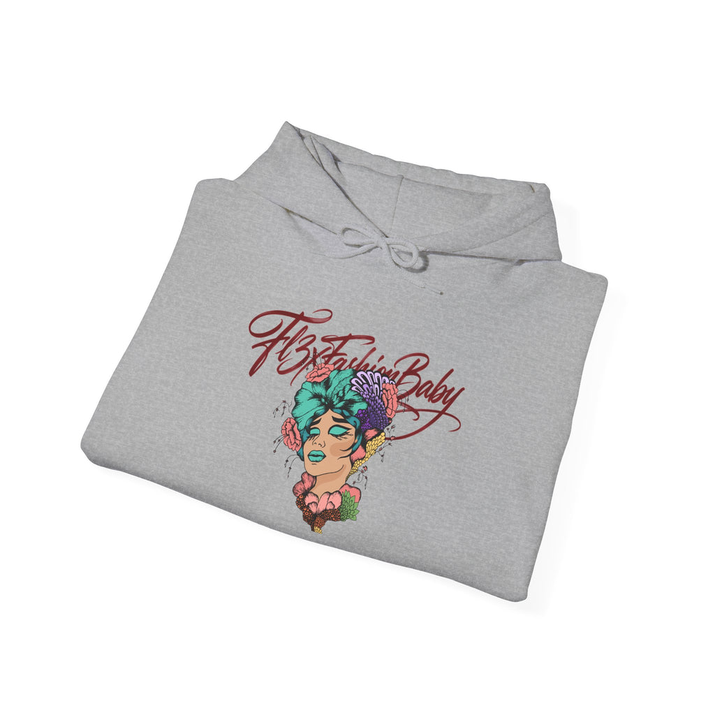 Hoodie — "Fate, Time Baby" Colorful Floral Portrait Graphic Hoodie