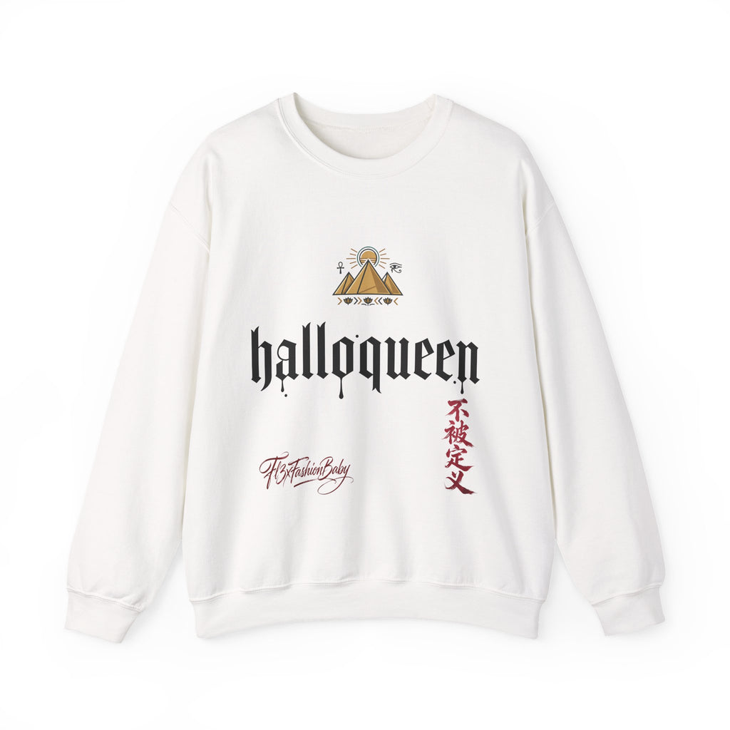 Halloqueen Crewneck Sweatshirt — Gothic Script Halloween Pullover