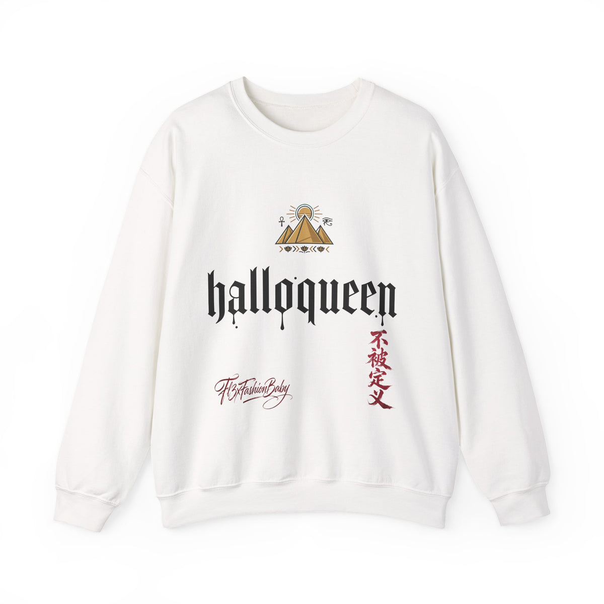 Halloqueen Crewneck Sweatshirt — Gothic Script Halloween Pullover