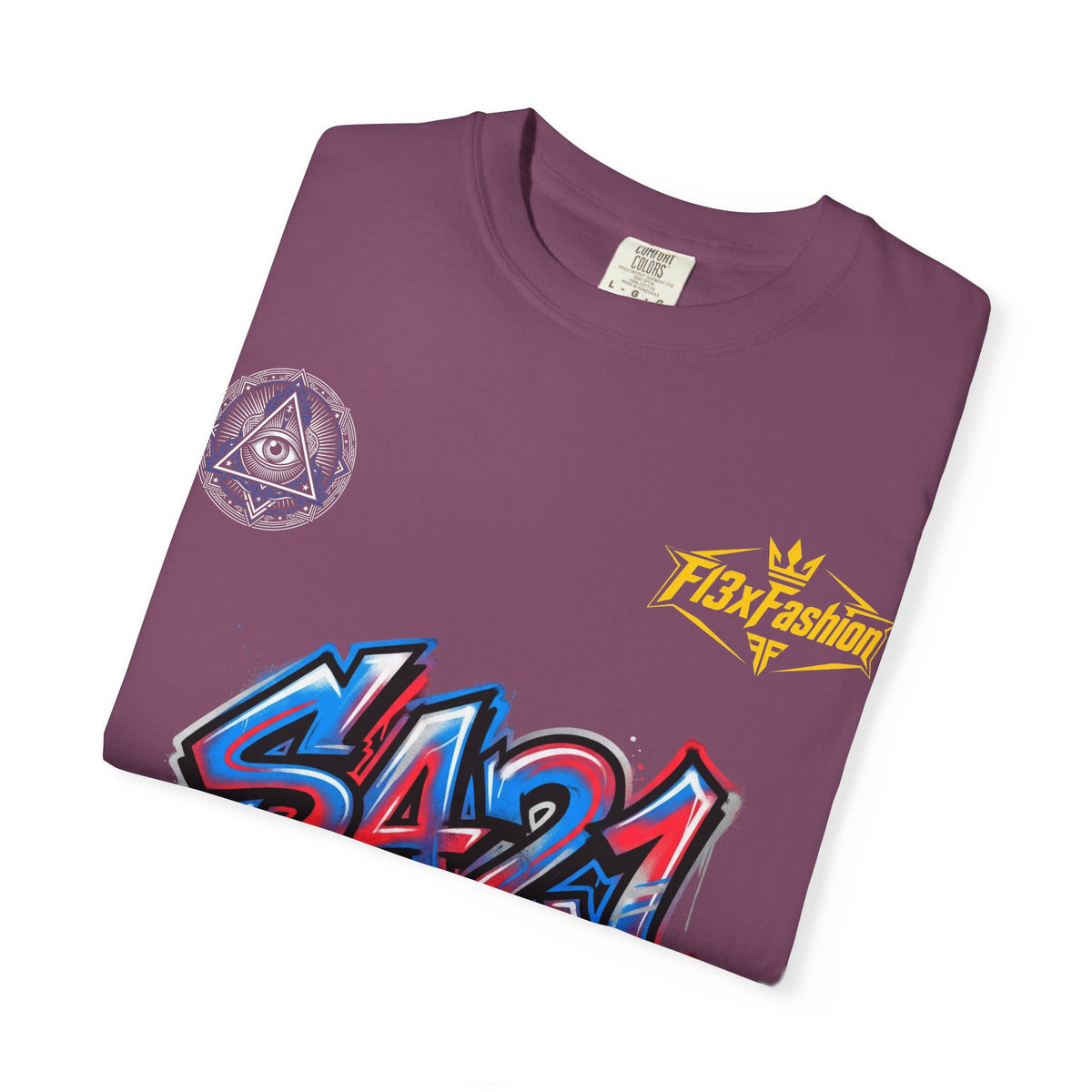 SA21 Graffiti T-Shirt — Urban Streetwear Tee with Drip Art & Tropical Patch