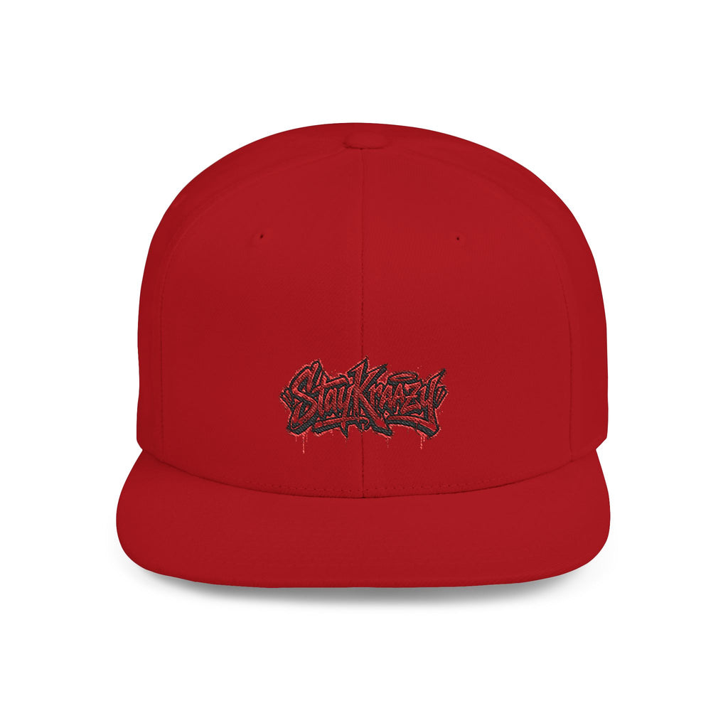 Snapback Hat — Red Graffiti Logo Flat Bill Cap