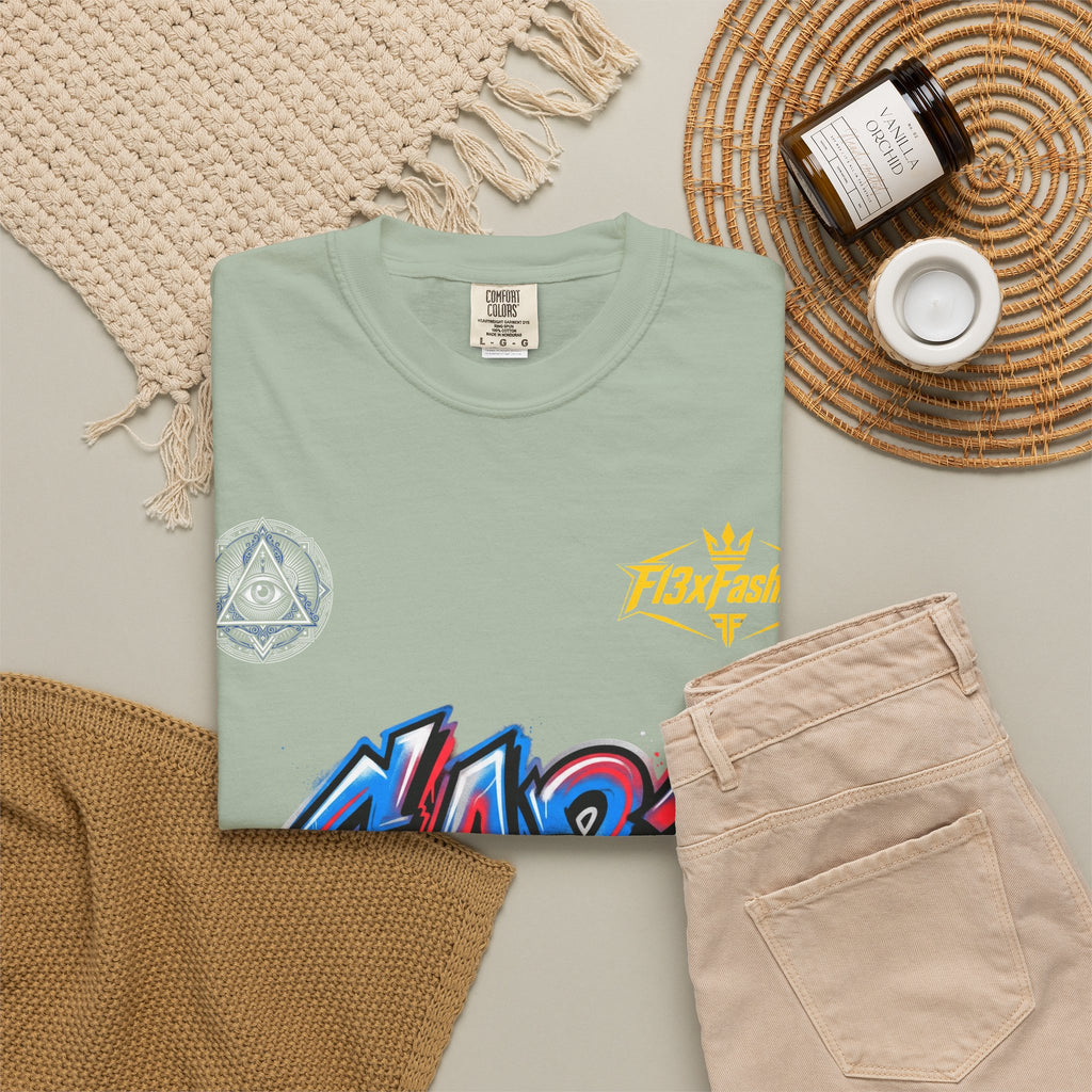 SA21 Graffiti T-Shirt — Urban Streetwear Tee with Drip Art & Tropical Patch