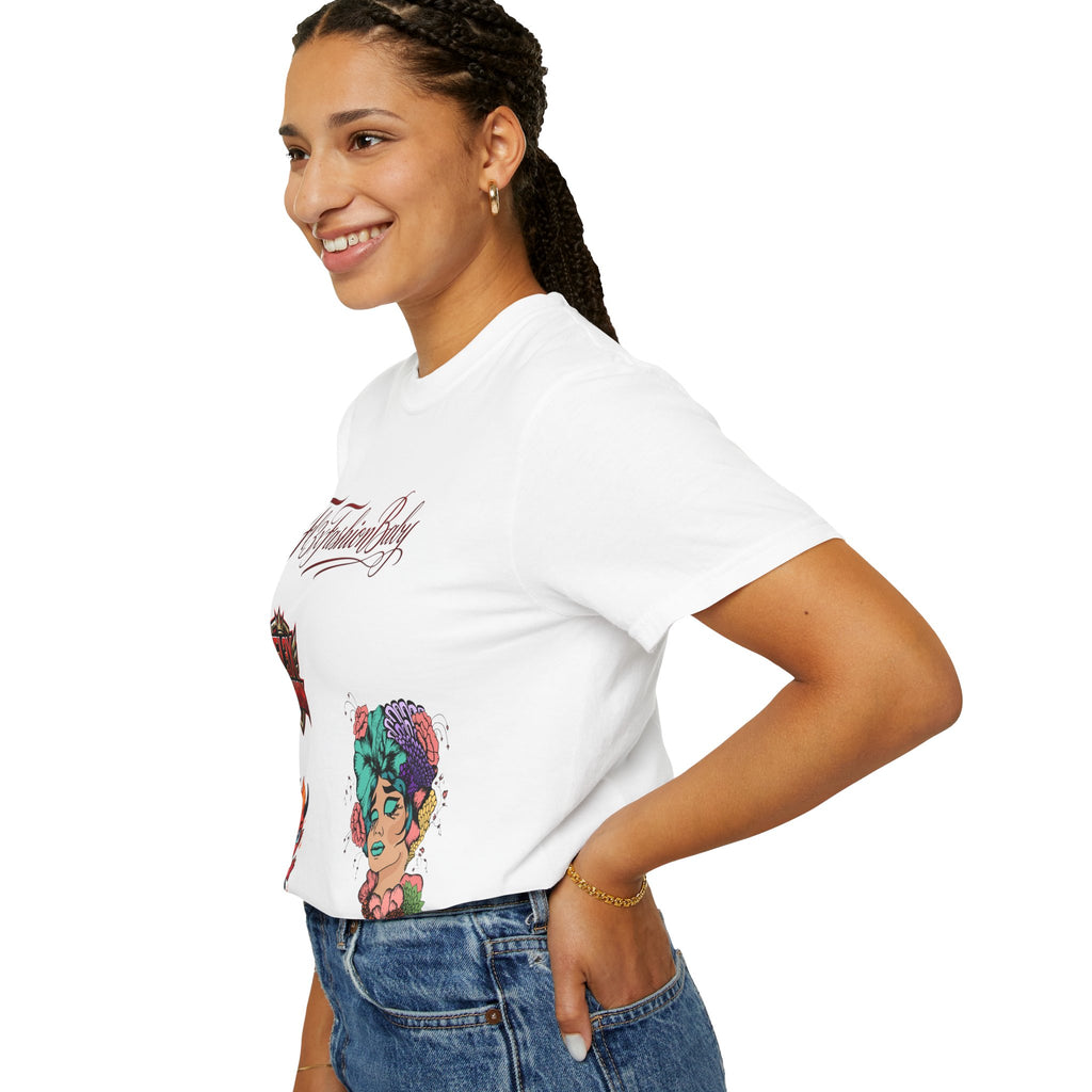 Artistic Floral Portrait T-Shirt — 'Fl3xFashionBaby' Graphic Tee