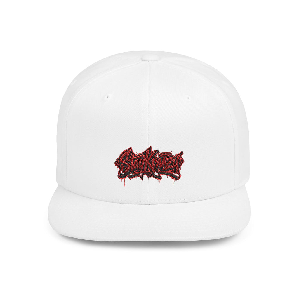 Snapback Hat — Red Graffiti Logo Flat Bill Cap