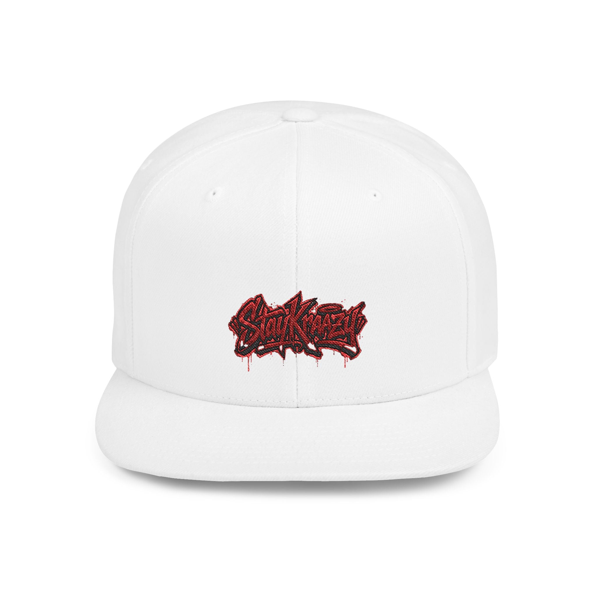 Snapback Hat — Red Graffiti Logo Flat Bill Cap