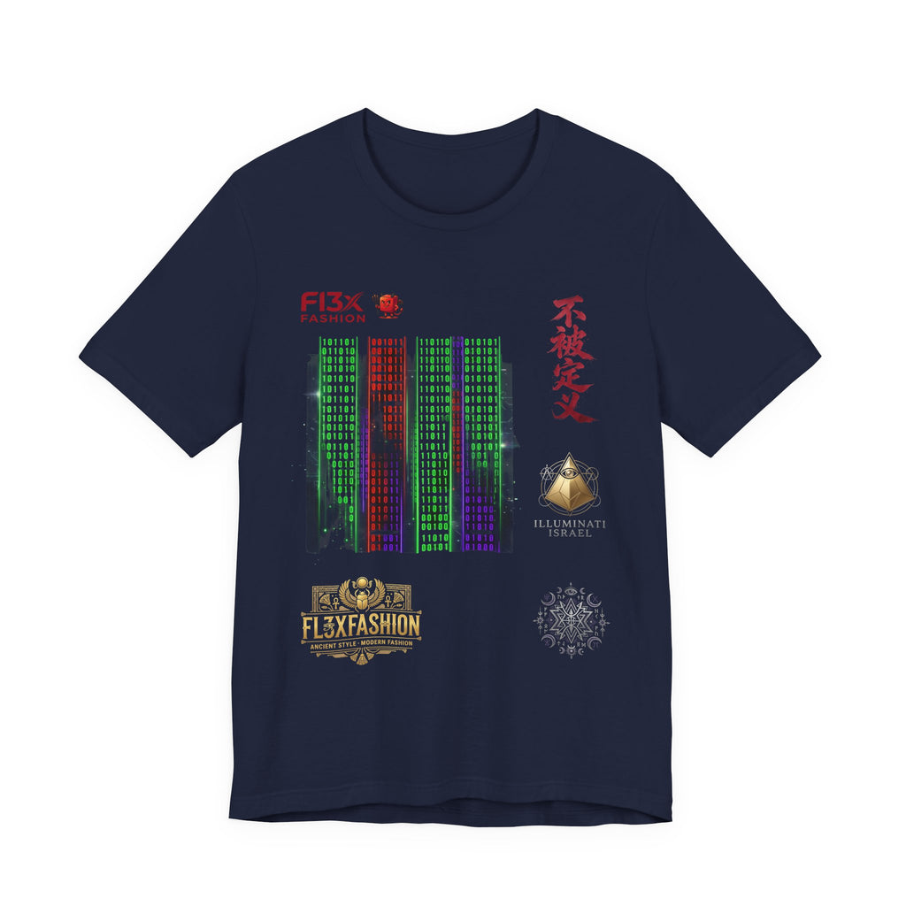 Abstract Cyber City Graphic Tee — 'Unclassified' Kanji Urban Tech T-Shirt