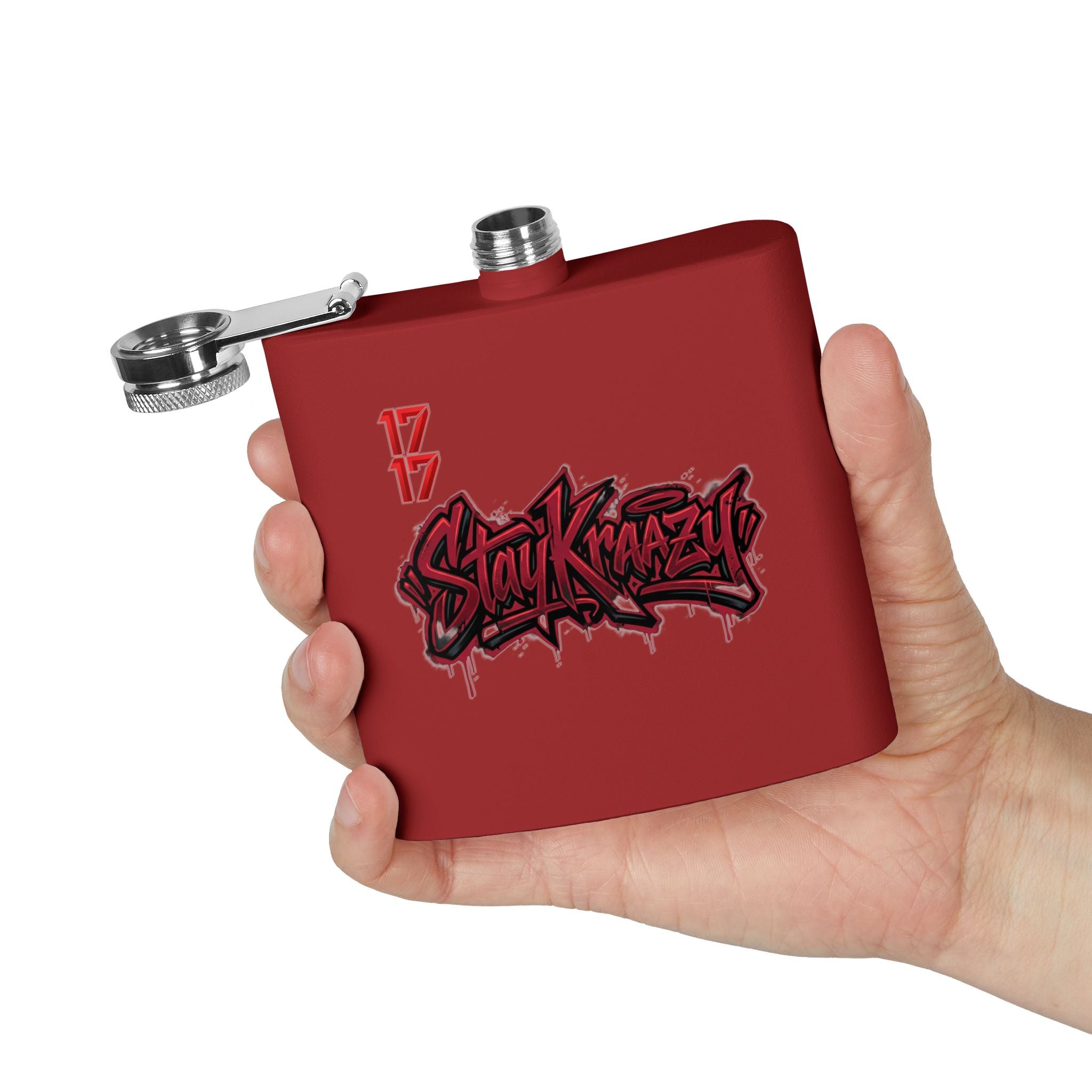 Flask — 'Stay Krazy' Graffiti Stainless Steel 6oz Hip-Hop Flask