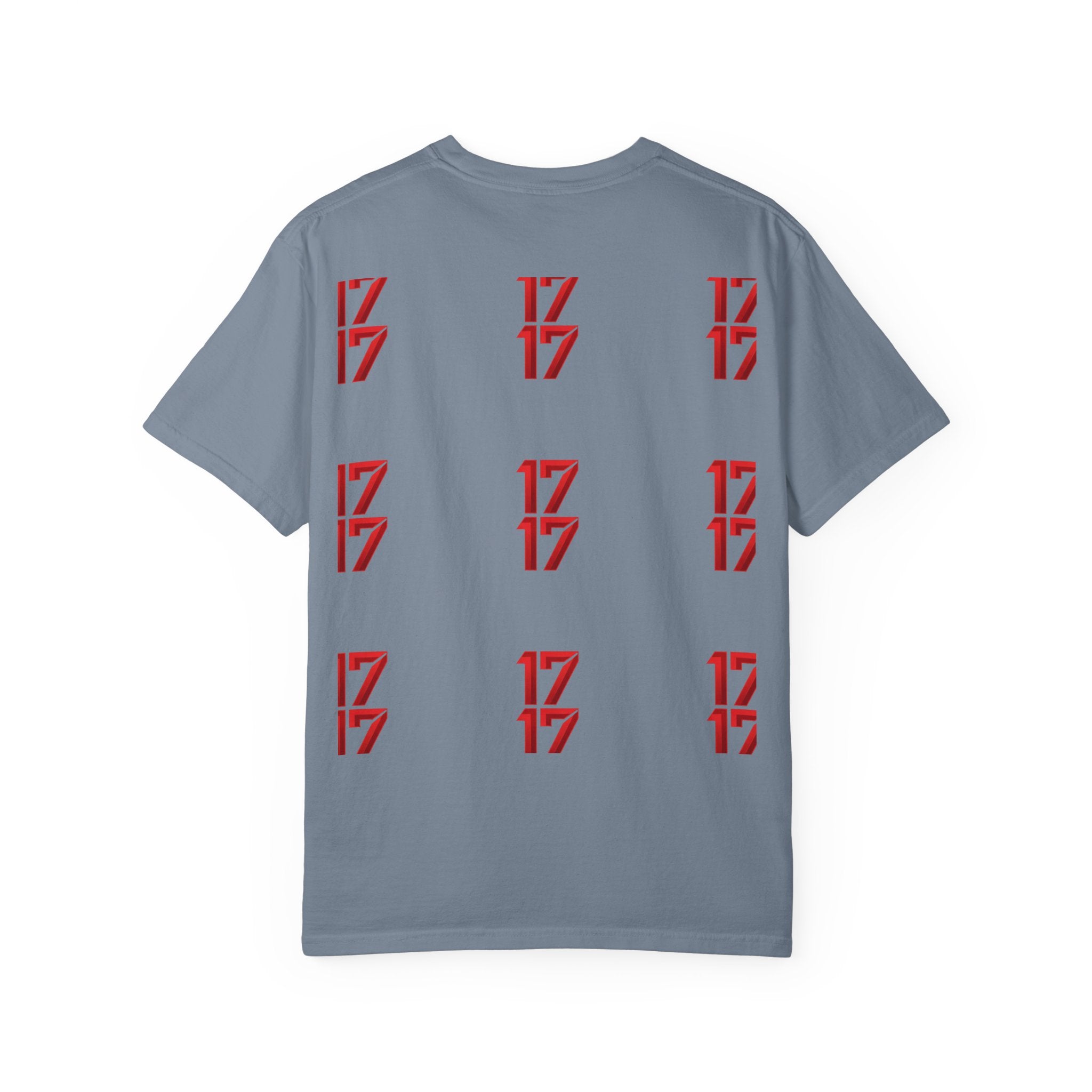 17 Pattern Graphic T-Shirt — Repeating Red Logo Tee