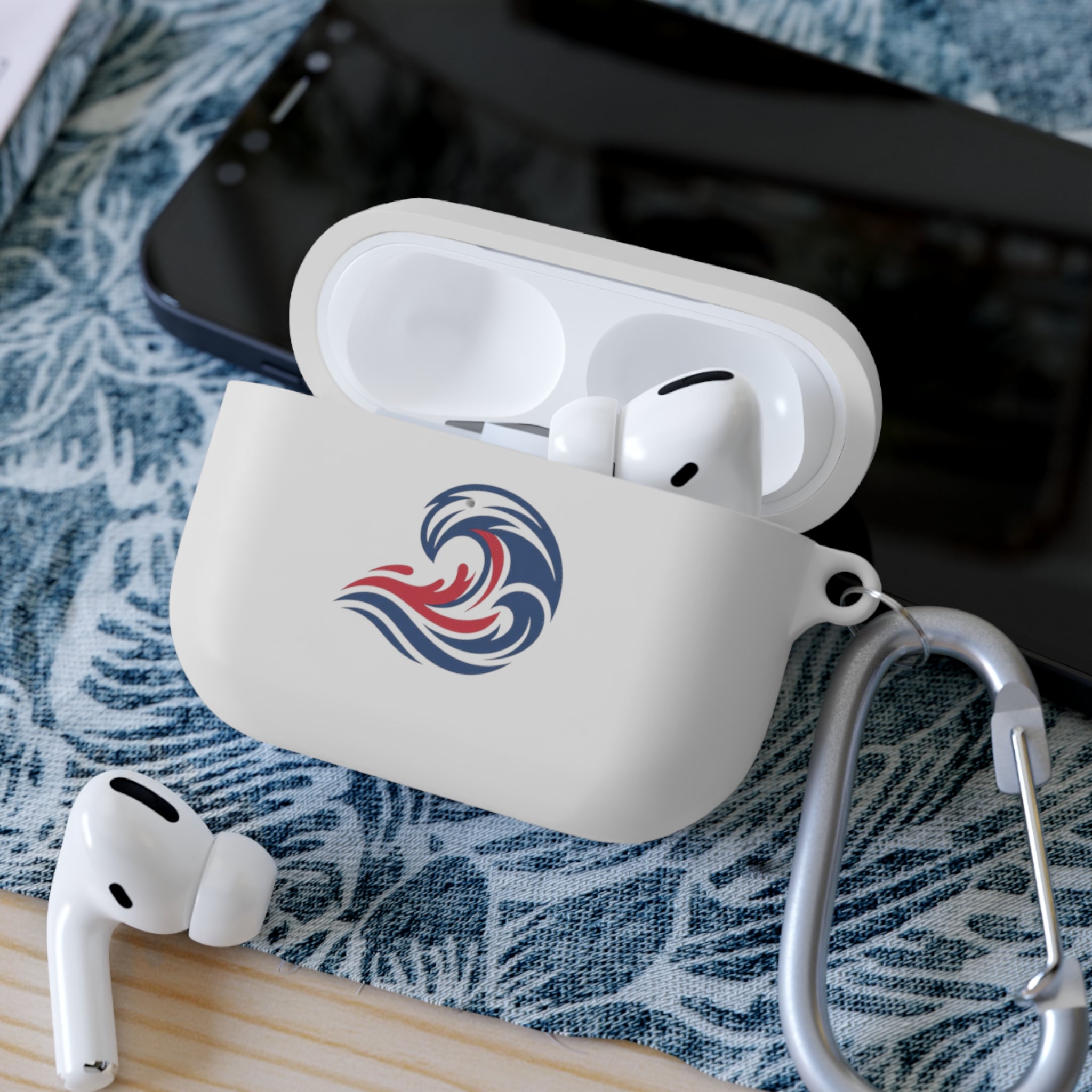 Wave Crest AirPods Case Cover - Patriotic Red White Blue Swirl
