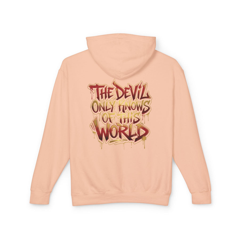 Devil Graphic Hoodie — "The Devil Only Knows of This World" Streetwear Sweatshirt