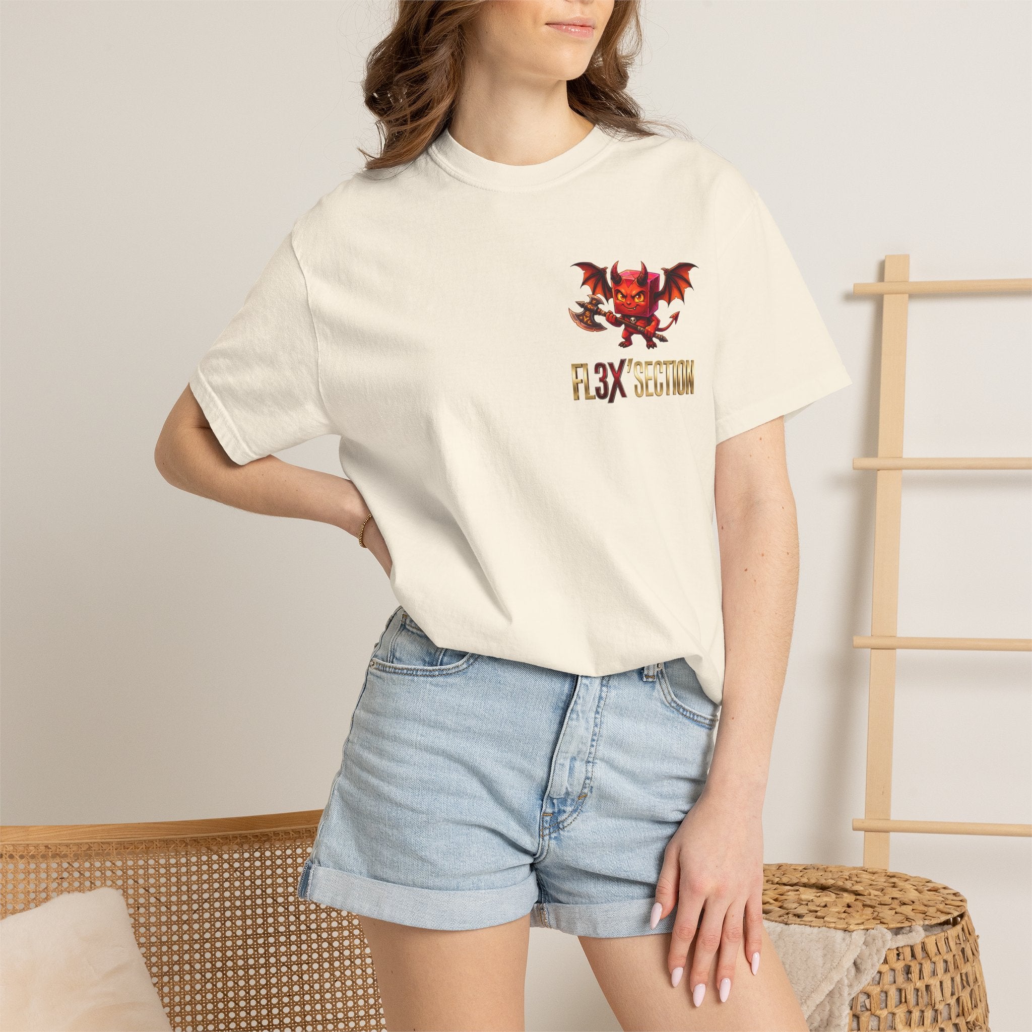 Devil Mascot T-Shirt — 'F13X Fashion' Graphic Tee (Front Chest & Back Print)