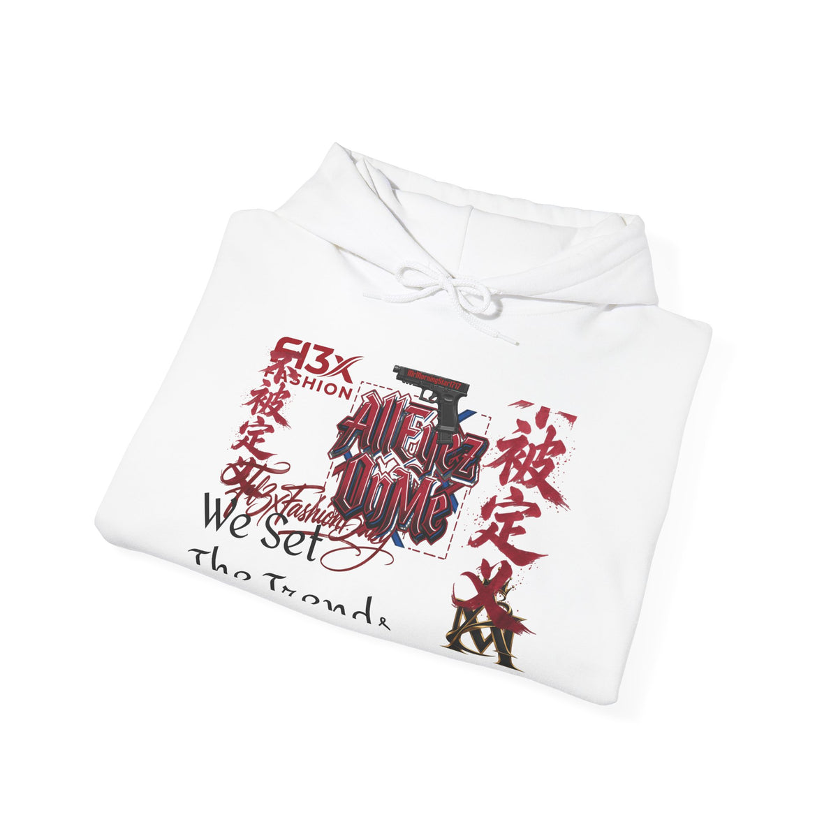 Graphic Hoodie — Asian Calligraphy & Red Ink Street Art Design