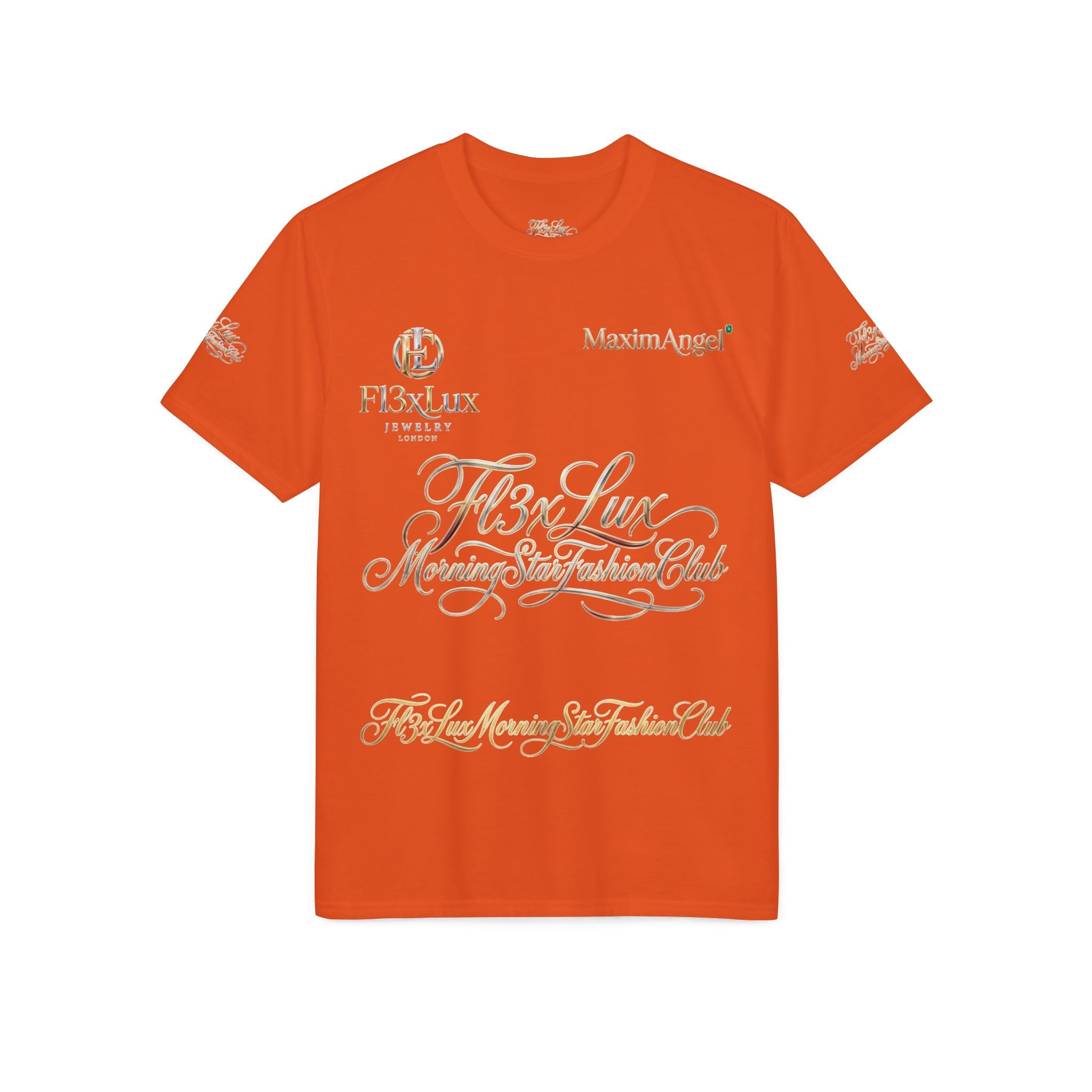 Luxury Gold Script Performance T-Shirt — F3xLux Morning Stay Fashion Club Design