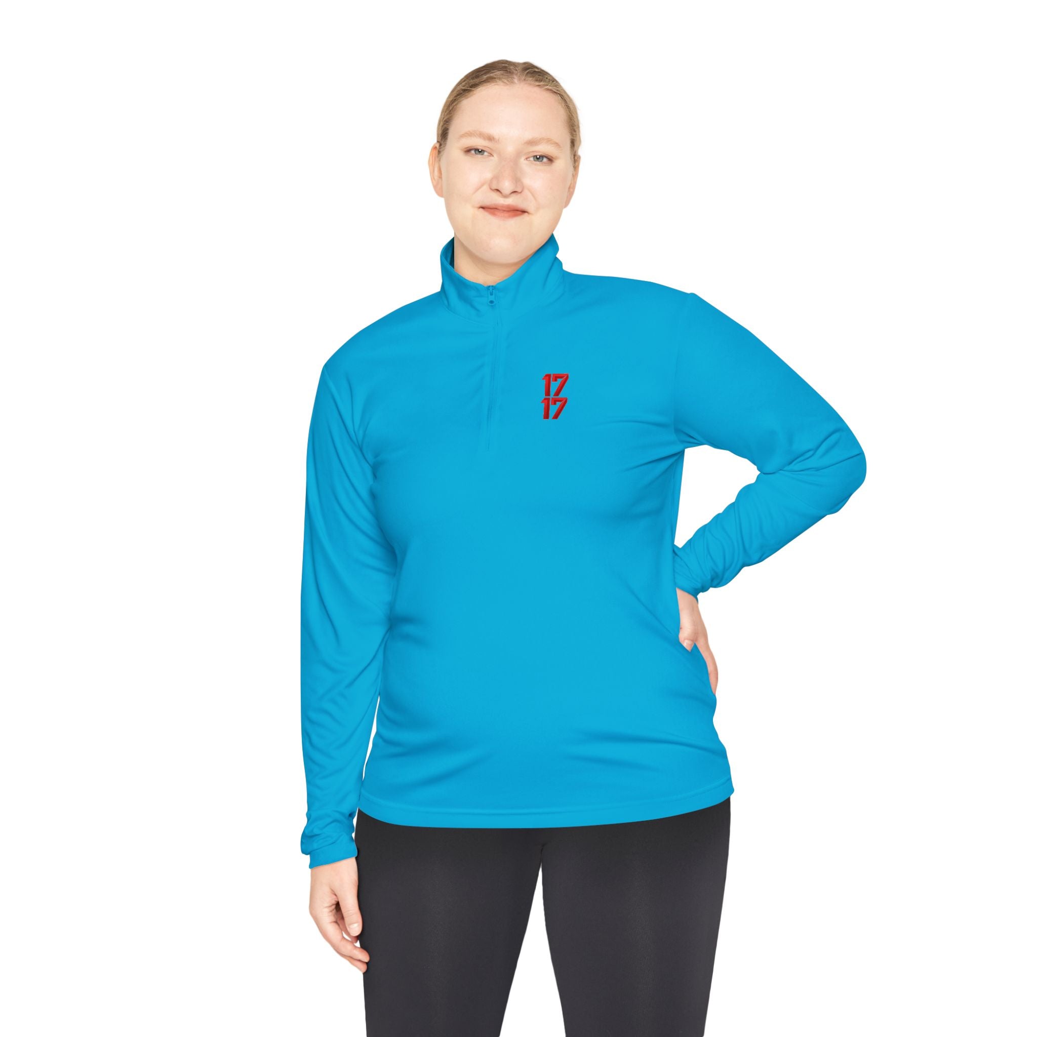 Quarter-Zip Pullover — Minimal Red '17' Logo Athletic Pullover