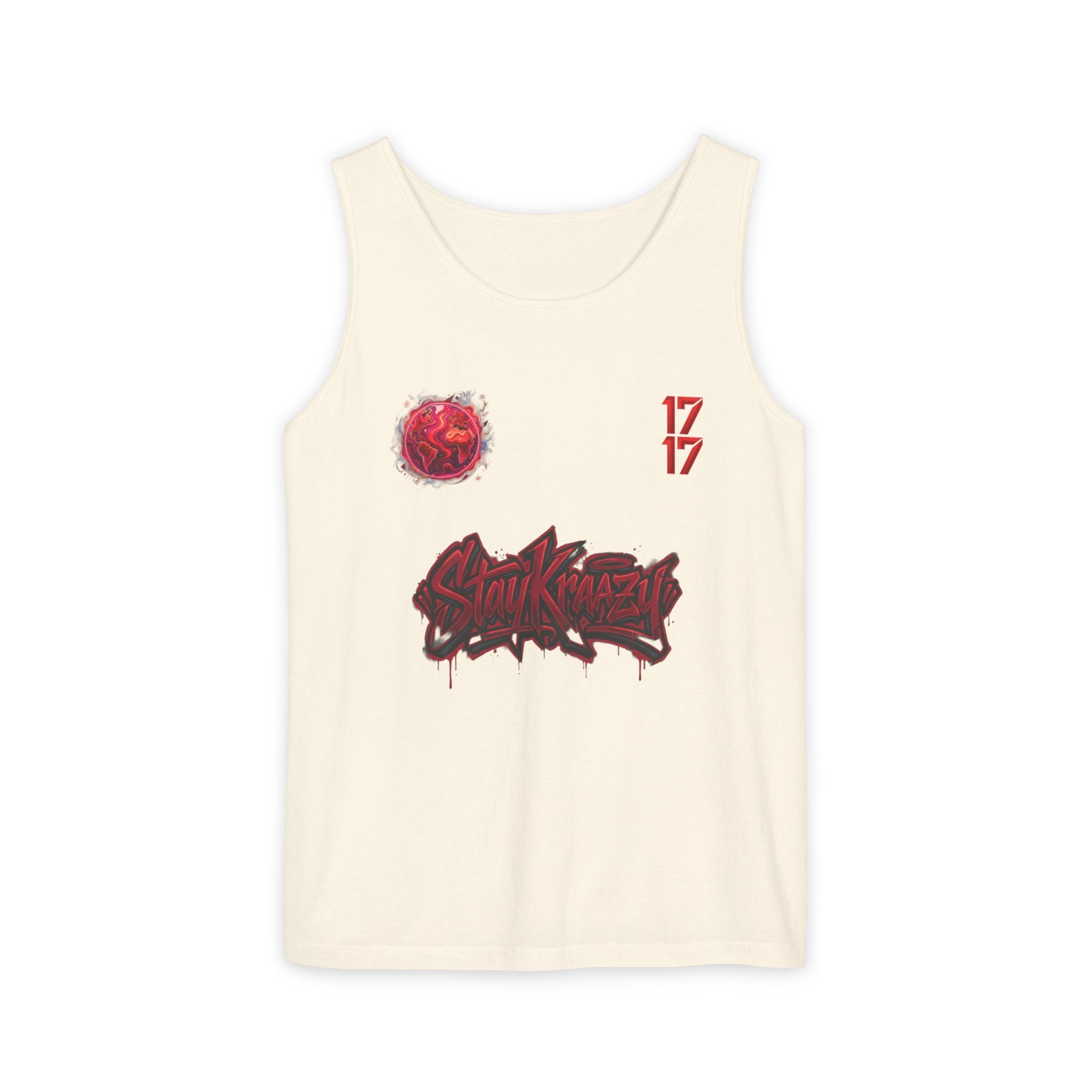 Red Planet Graphic Tank Top — '17/17' Streetwear Planet Design