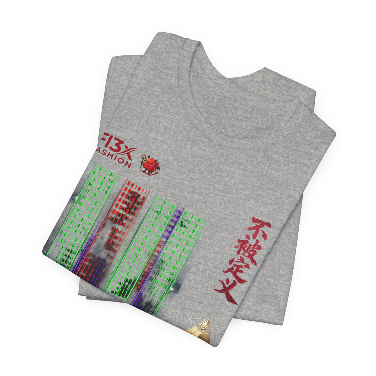 Abstract Cyber City Graphic Tee — 'Unclassified' Kanji Urban Tech T-Shirt