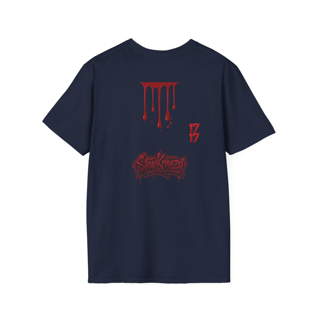 Graphic T-Shirt — Dripping Blood & 17/17 Snake Design