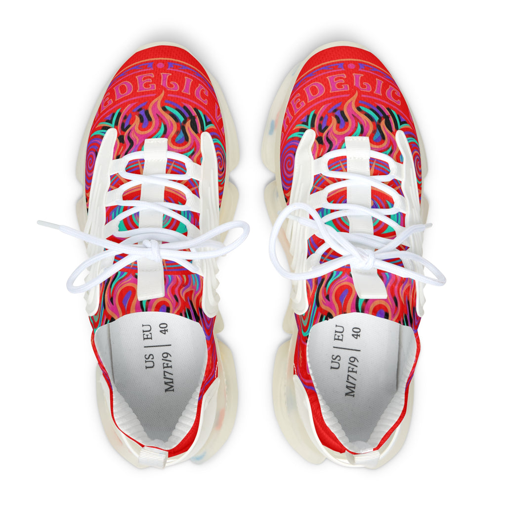 Women’s Mesh Sneakers — Retro Psychedelic Red ‘Psychedelic’ Athletic Shoes